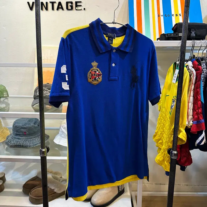 [BUNJANG] Polo Ralph Lauren Embroidered Big Pony Blue Short Sleeve Polo Shirt / 폴로 랄프로렌 자수 빅포니 블루 반팔 카라티