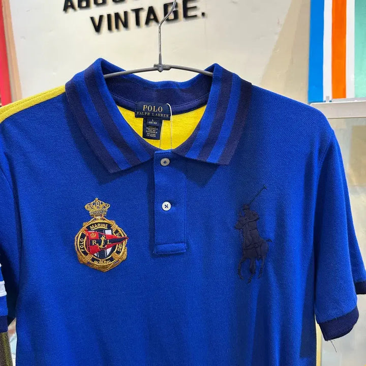 [BUNJANG] Polo Ralph Lauren Embroidered Big Pony Blue Short Sleeve Polo Shirt / 폴로 랄프로렌 자수 빅포니 블루 반팔 카라티