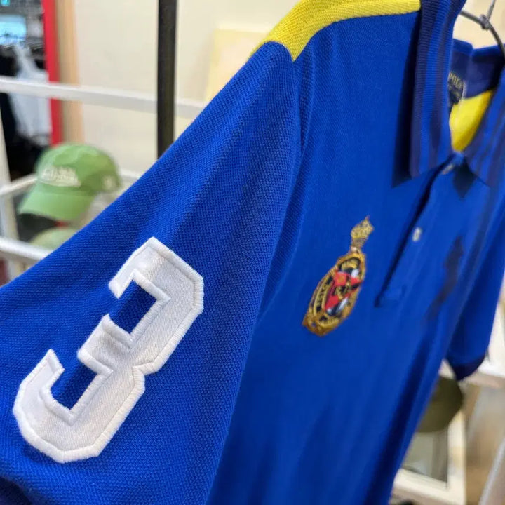 [BUNJANG] Polo Ralph Lauren Embroidered Big Pony Blue Short Sleeve Polo Shirt / 폴로 랄프로렌 자수 빅포니 블루 반팔 카라티