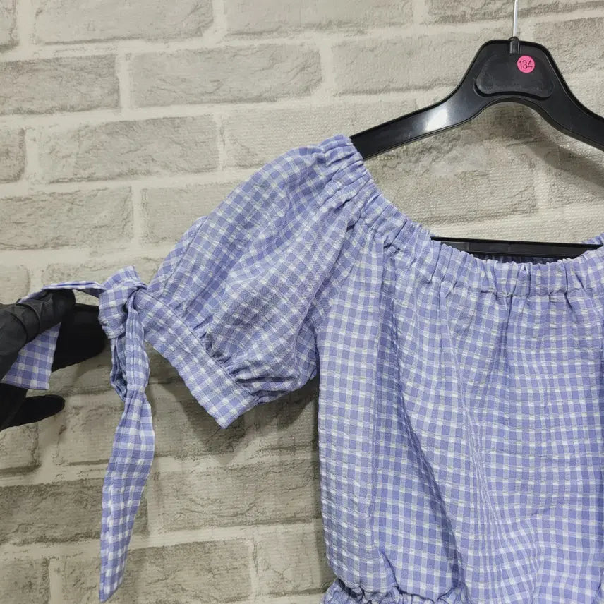 [BUNJANG] Checkered Shorts T-Shirt Set Size 55 / ㄹ134 체크 쇼츠 티셔츠 55