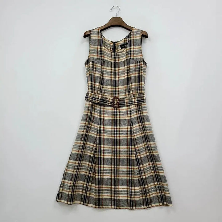 [BUNJANG] Beanpole Check Pattern Sleeveless Linen Dress / 빈폴 체크 패턴 민소매 린넨 원피스/66/앨리스/1245