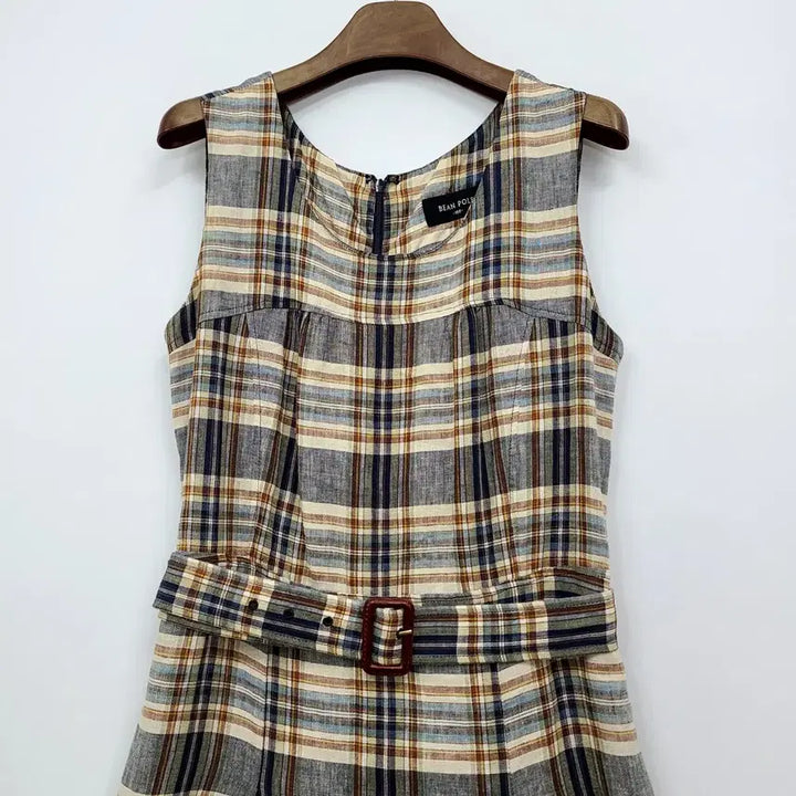[BUNJANG] Beanpole Check Pattern Sleeveless Linen Dress / 빈폴 체크 패턴 민소매 린넨 원피스/66/앨리스/1245
