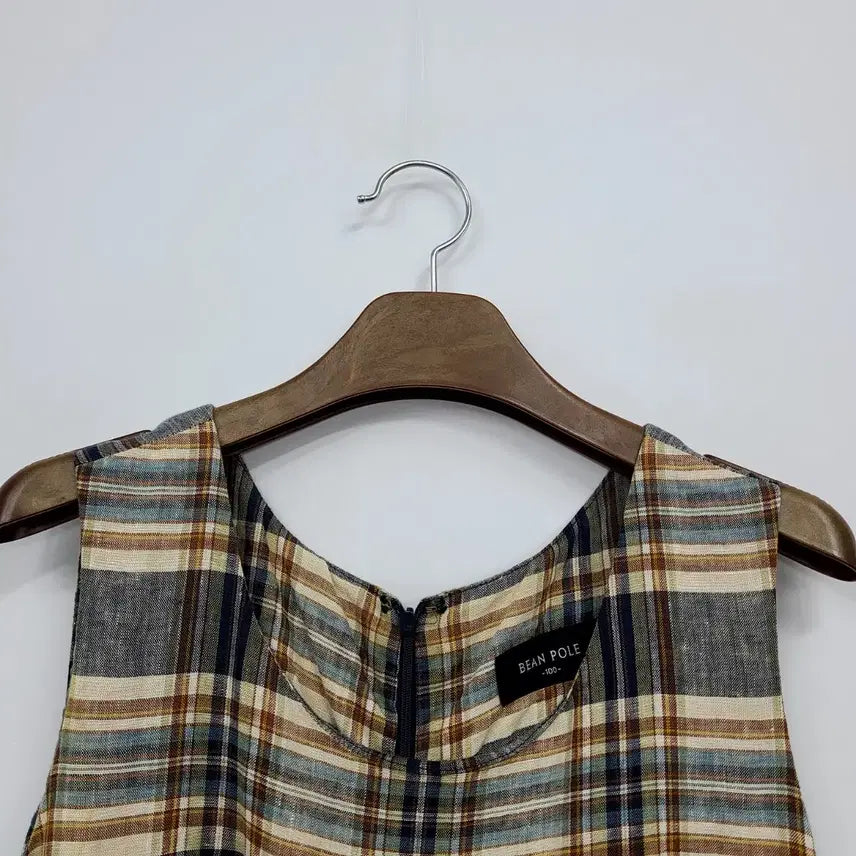 [BUNJANG] Beanpole Check Pattern Sleeveless Linen Dress / 빈폴 체크 패턴 민소매 린넨 원피스/66/앨리스/1245