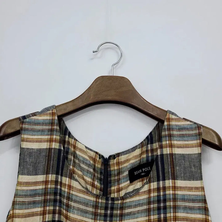 [BUNJANG] Beanpole Check Pattern Sleeveless Linen Dress / 빈폴 체크 패턴 민소매 린넨 원피스/66/앨리스/1245