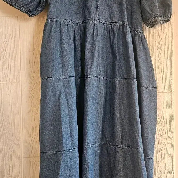 [BUNJANG] Denim Ruffle Long Dress / 여프리청 데님 캉캉 롱 원피스