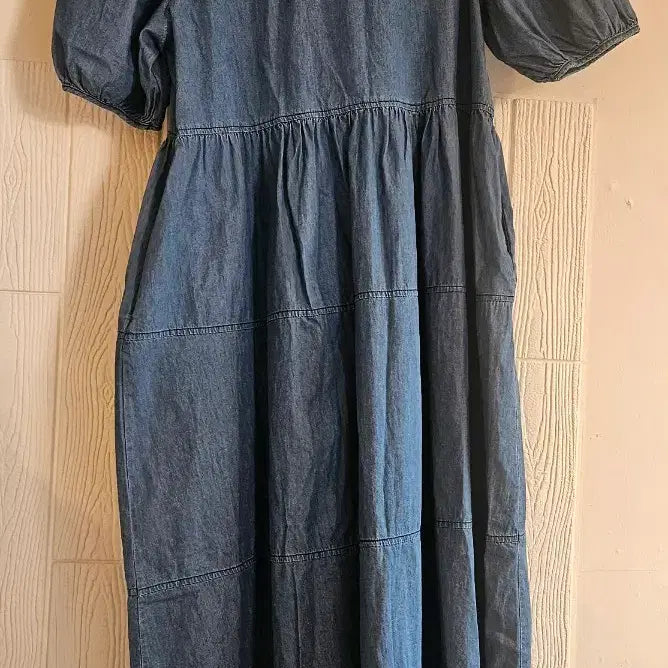 [BUNJANG] Denim Ruffle Long Dress / 여프리청 데님 캉캉 롱 원피스