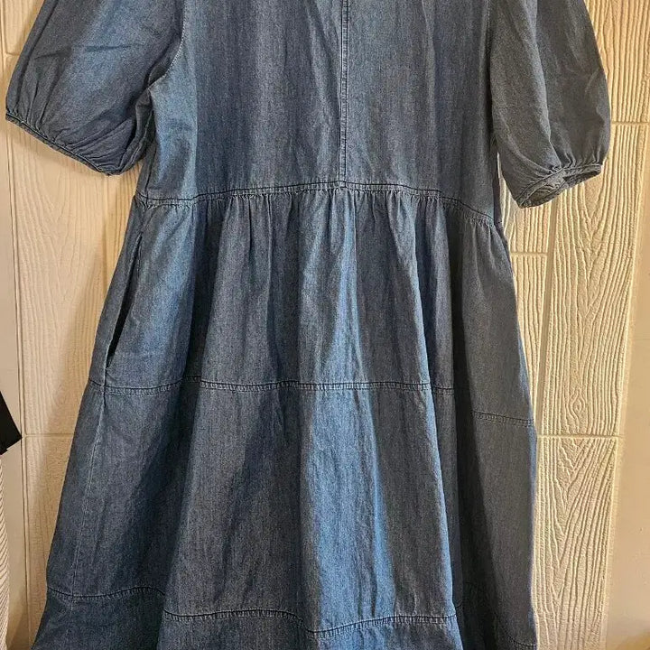 [BUNJANG] Denim Ruffle Long Dress / 여프리청 데님 캉캉 롱 원피스