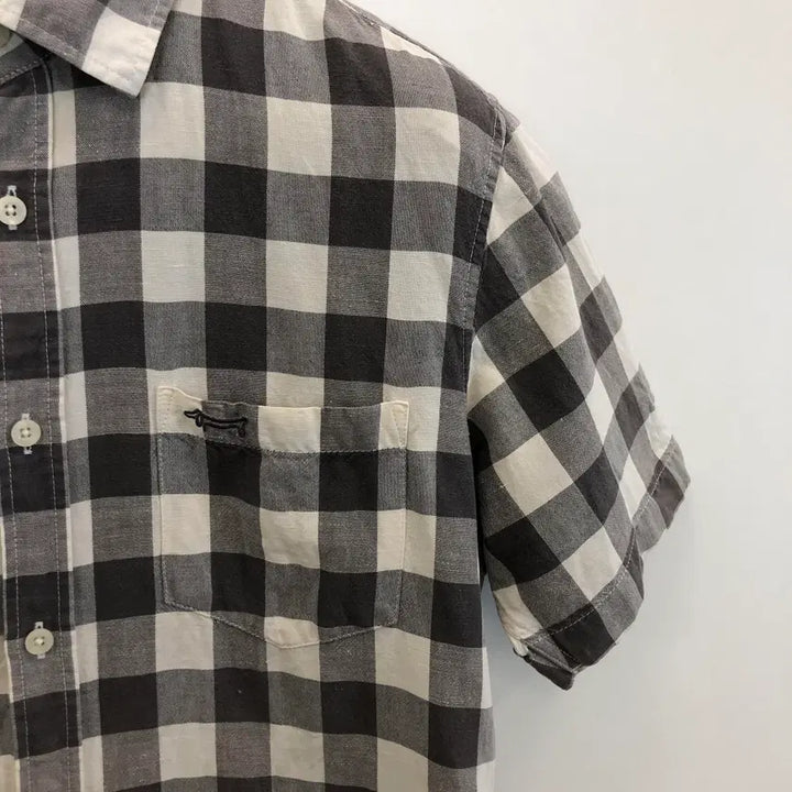 [BUNJANG] Louis Castel Linen Blend Embroidered Logo Short Sleeve Shirt / 루이까스텔 린넨혼방 자수로고 반팔셔츠 100