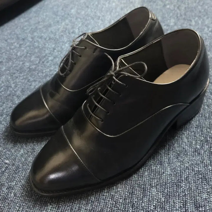 [BUNJANG] Black Leather Height-Increasing Oxford Shoes (255-260mm) / 검정색 남성용 가죽 키높이 옥스포드화 255~260