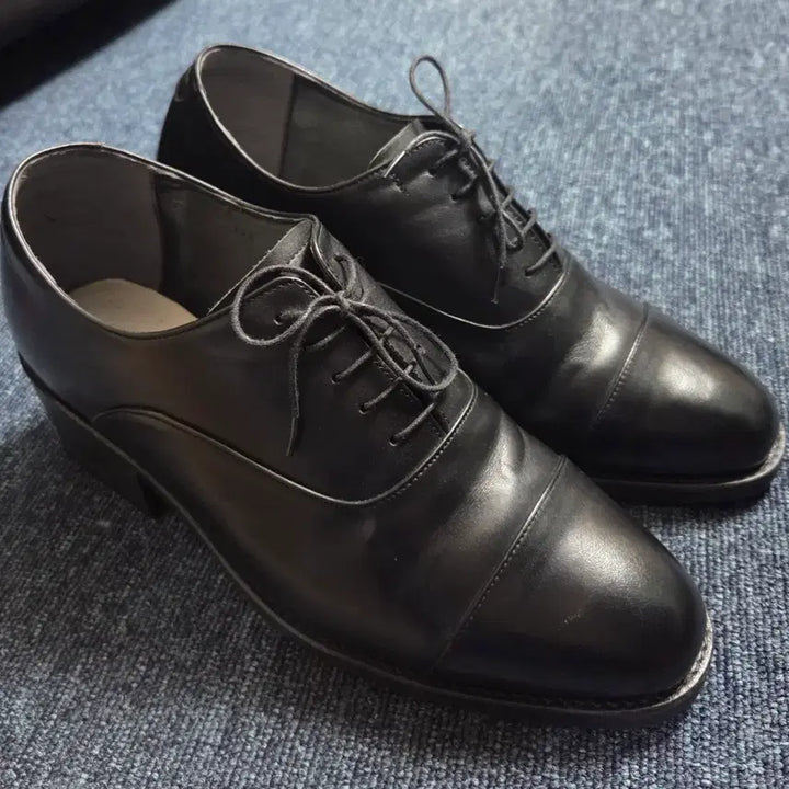 [BUNJANG] Black Leather Height-Increasing Oxford Shoes (255-260mm) / 검정색 남성용 가죽 키높이 옥스포드화 255~260