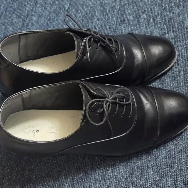 [BUNJANG] Black Leather Height-Increasing Oxford Shoes (255-260mm) / 검정색 남성용 가죽 키높이 옥스포드화 255~260