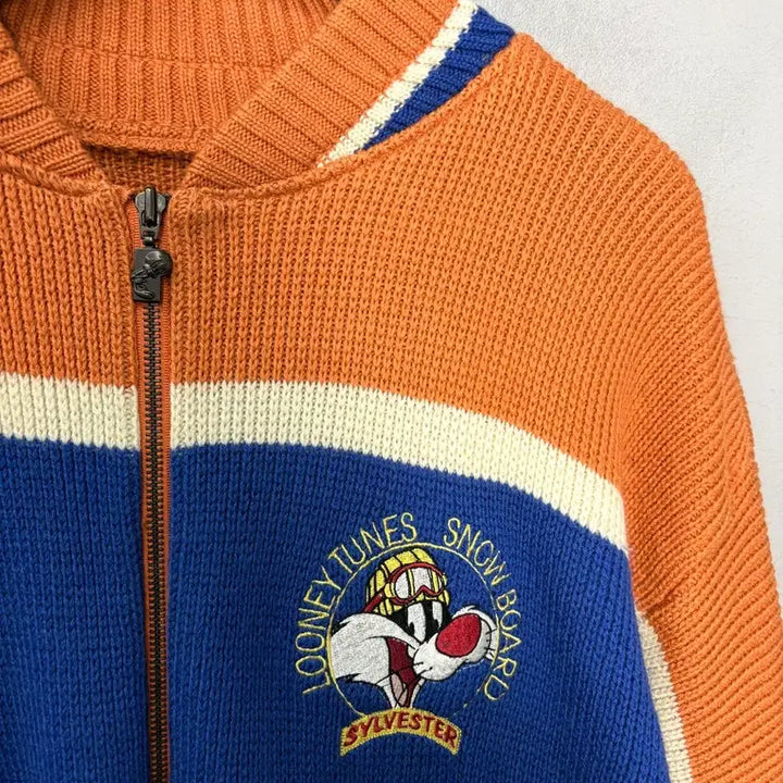[BUNJANG] Looney Tunes Sylvester Knit Zip-Up Cardigan / 루니툰즈 실베스터 니트집업 가디건 A3858