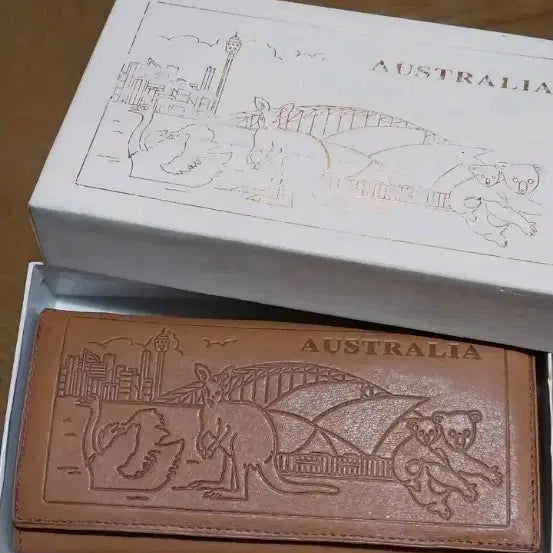 [BUNJANG] Australian Embossed Leather Long Wallet / 호주 Australia 엠보 장지갑