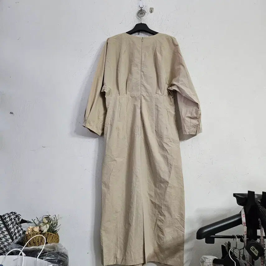 [BUNJANG] Beige 7-Sleeve Long Dress / 베이지 롱 원피스 7부 소매