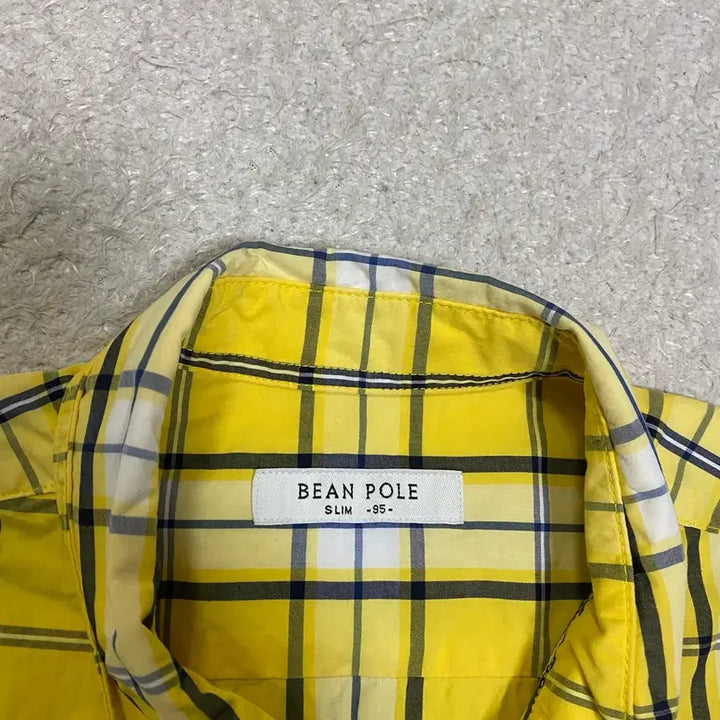 [BUNJANG] Beanpole Yellow Check Short Sleeve Shirt Slim Fit 95 / 빈폴 옐로우 체크 반팔 셔츠 슬림핏 95