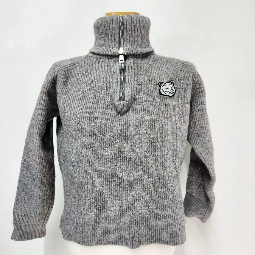 [BUNJANG] Maison Kitsuné Bold Fox Head Half-Zip Knit M / [정품] 메종키츠네 볼드 폭스 헤드 하프집업 니트 M