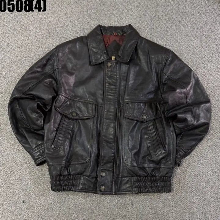 [BUNJANG] Black Leather Bomber Jacket / 블랙 레더 봄버 자켓 95