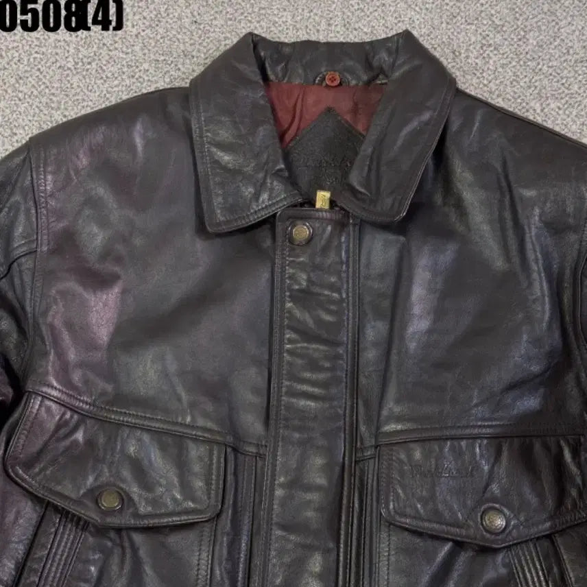 [BUNJANG] Black Leather Bomber Jacket / 블랙 레더 봄버 자켓 95