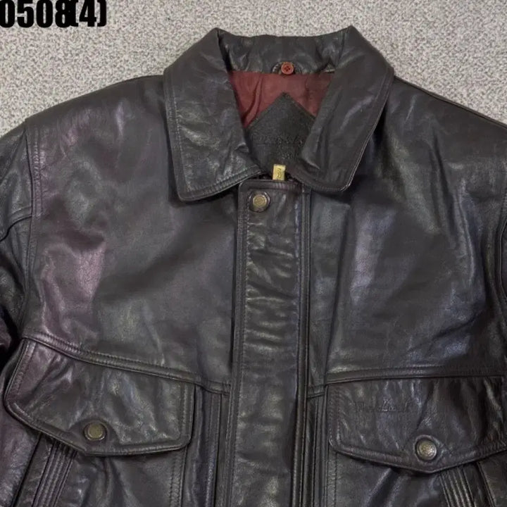 [BUNJANG] Black Leather Bomber Jacket / 블랙 레더 봄버 자켓 95
