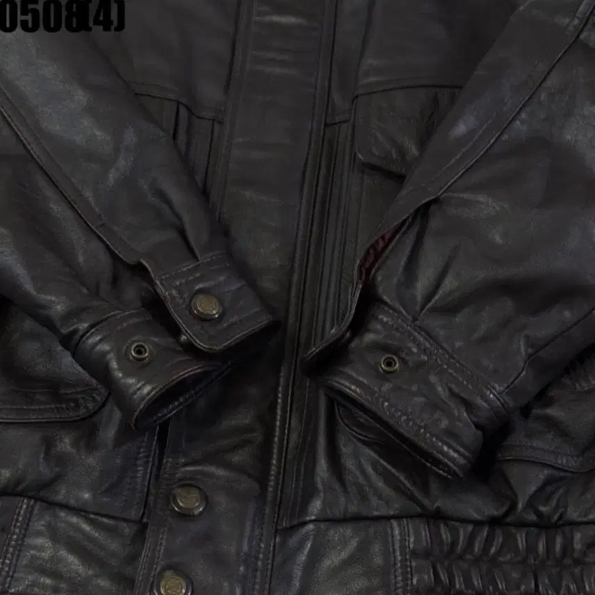 [BUNJANG] Black Leather Bomber Jacket / 블랙 레더 봄버 자켓 95