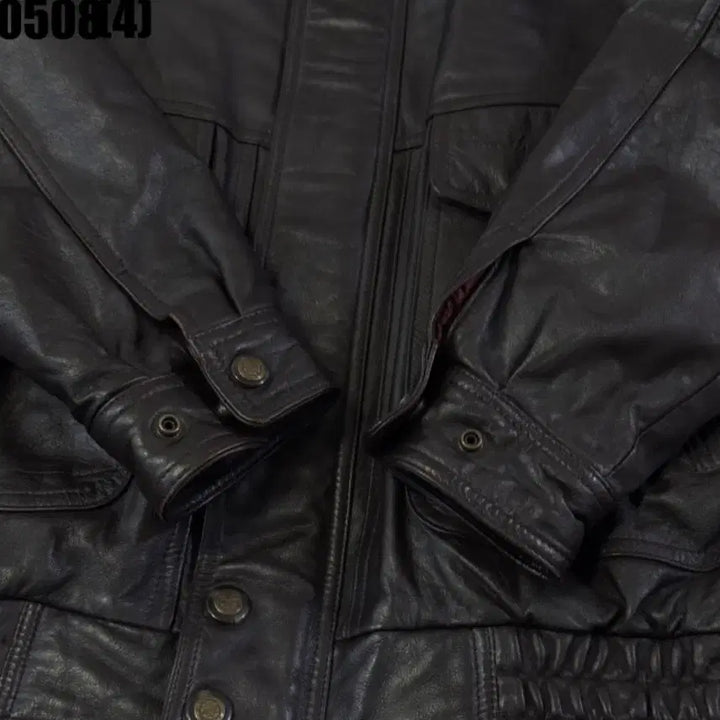 [BUNJANG] Black Leather Bomber Jacket / 블랙 레더 봄버 자켓 95