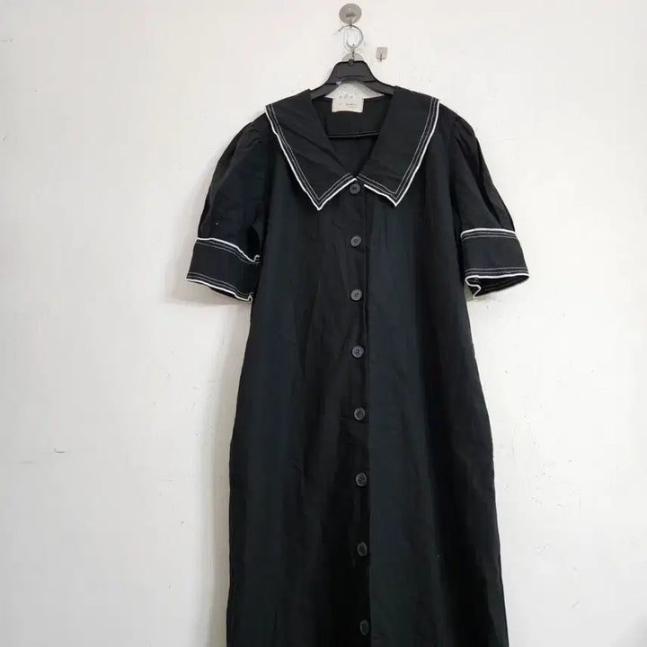[BUNJANG] Black Sailor Style Long Dress / 검정 세라복 스타일 롱 원피스