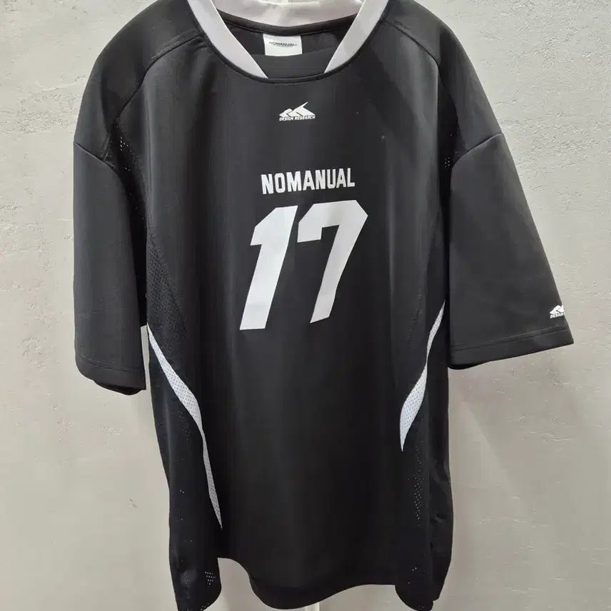 [BUNJANG] NOMANUAL 17 Mesh Block Football Short Sleeve Jersey L / 노매뉴얼 져지 17 메쉬 블록 풋볼 반팔 L