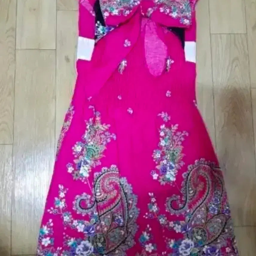 [BUNJANG] Kimono Style Hot Pink Dress (Size 44-55) / 기모노스타일 핫핑크원피스44-55 파티이벤트