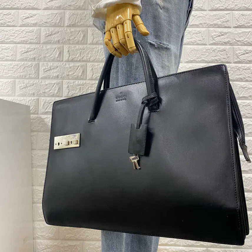[BUNJANG] Gucci Vintage Black Leather Briefcase / GUCCI / 빈티지 구찌 블랙 레더 브리프케이스 / 서류가방