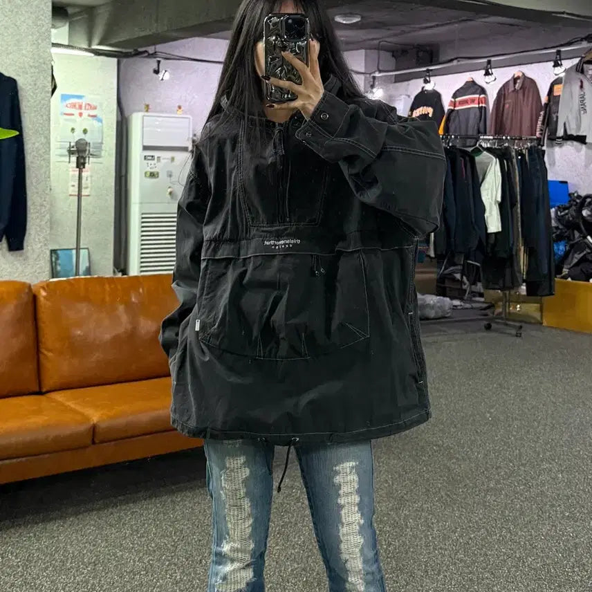 [BUNJANG] thisisneverthat Half-Zip Anorak Jacket Black XL / 디스이즈네버댓 반집업 아노락 자켓 블랙 B4704