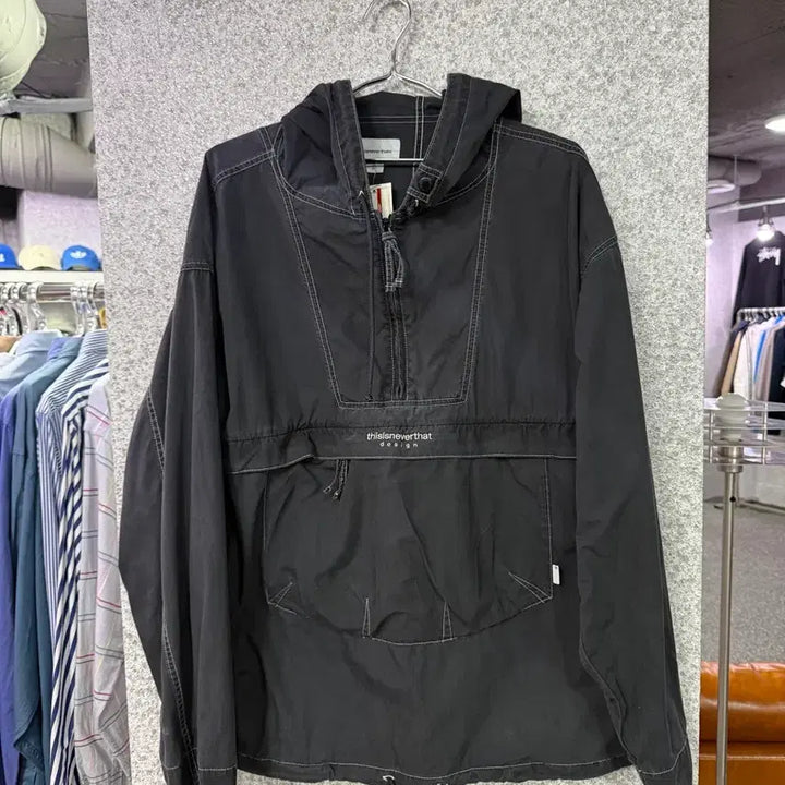 [BUNJANG] thisisneverthat Half-Zip Anorak Jacket Black XL / 디스이즈네버댓 반집업 아노락 자켓 블랙 B4704