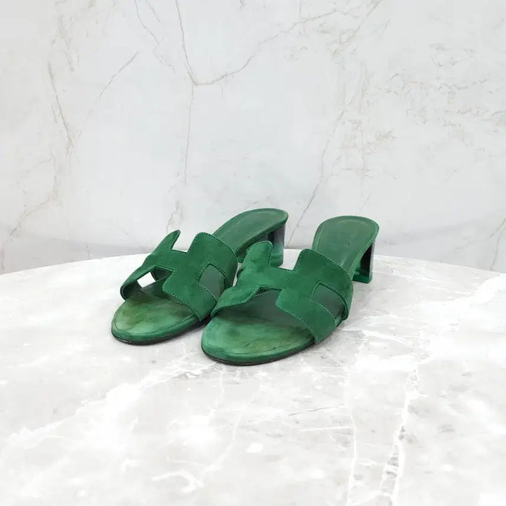 [BUNJANG] Hermes Green Oasis Sandals Slippers - Size 38 / 38 / 에르메스 그린 오아시스 샌들 슬리퍼