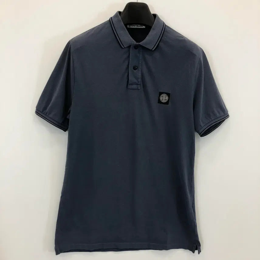 [BUNJANG] Stone Island Logo Patch Slim Fit Polo T-Shirt L / 스톤아일랜드 로고 패치 슬림핏 카라티 L [QR정품]