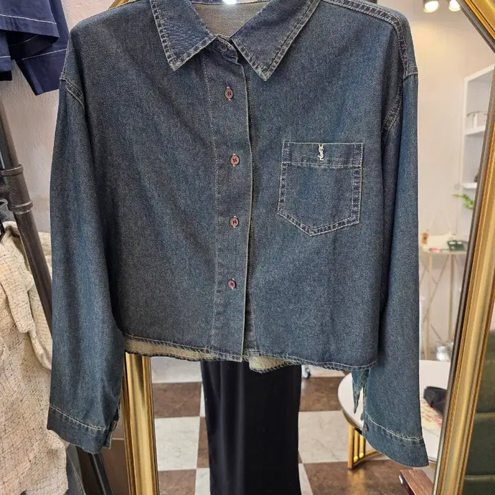 [BUNJANG] Vintage Tie-Dye Cropped Denim Shirt / 12만원 세일 빈티지 나염 크롭데님남방