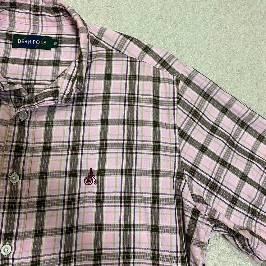 [BUNJANG] Beanpole Check Short Sleeve Shirt Size 95 / 빈폴 체크 반팔 셔츠 95
