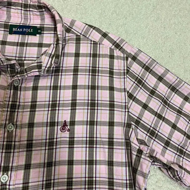 [BUNJANG] Beanpole Check Short Sleeve Shirt Size 95 / 빈폴 체크 반팔 셔츠 95