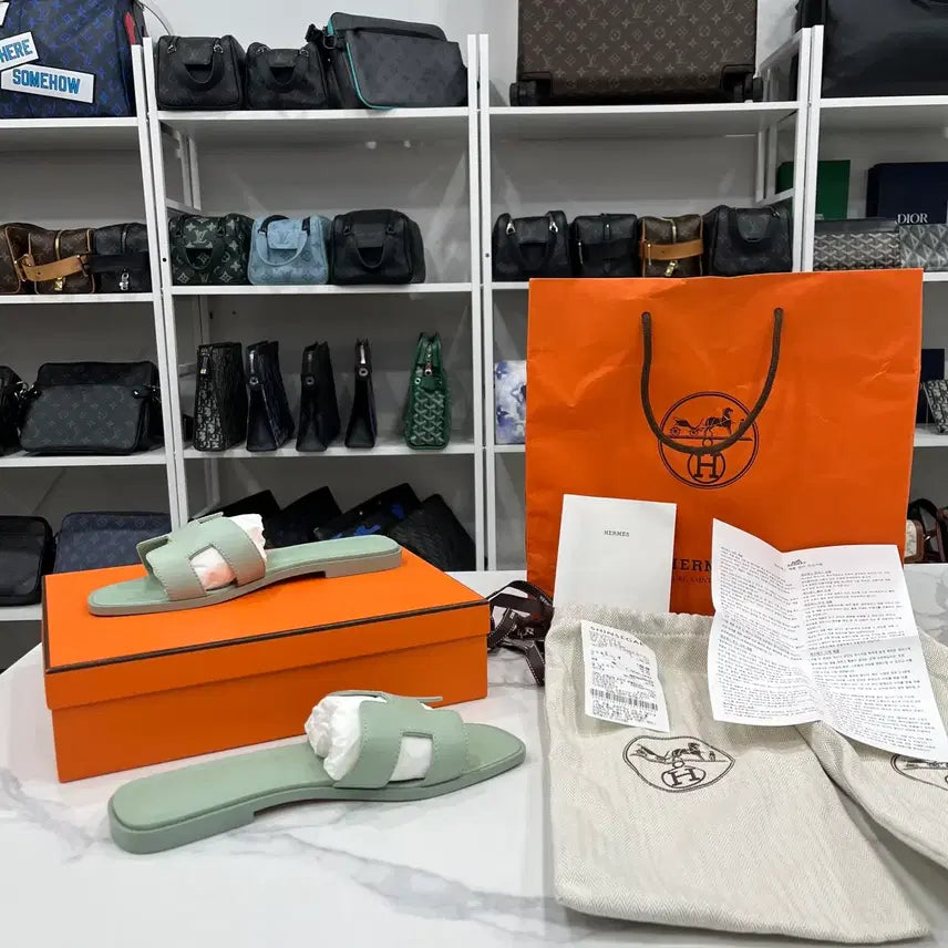 [BUNJANG] Hermes Oran Sandals Mint Size 37 / [영수증포함/37]에르메스 오란 샌들 슬리퍼 민트