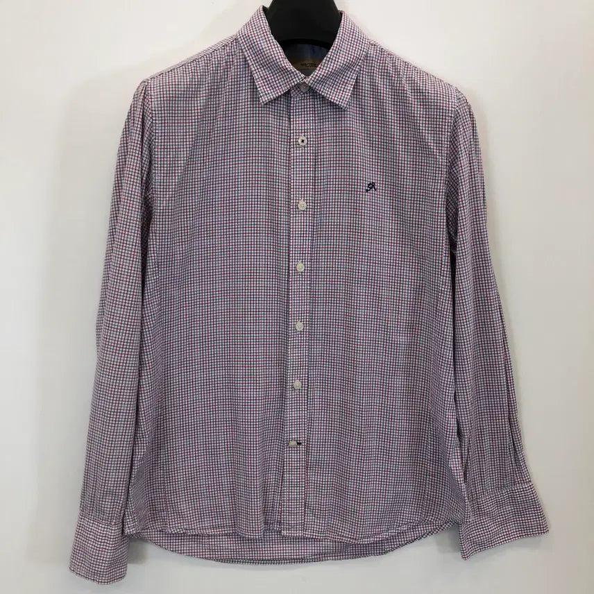 [BUNJANG] SERIES Embroidered Logo Gingham Shirt / 시리즈 자수로고 깅엄셔츠 95