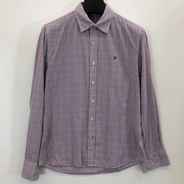 [BUNJANG] SERIES Embroidered Logo Gingham Shirt / 시리즈 자수로고 깅엄셔츠 95