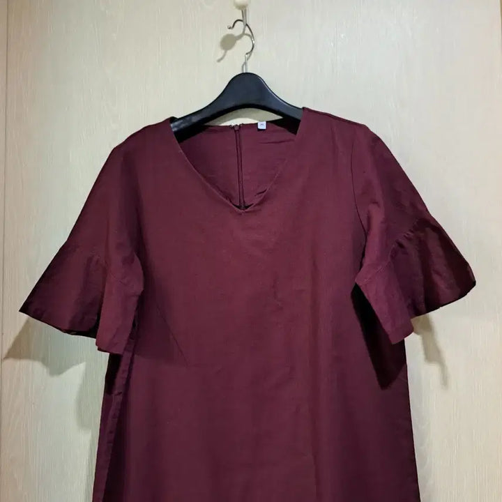 [BUNJANG] Wine Red Flare Short Sleeve Mini Dress Size 95 / 와인색 플레어 반팔 미니 원피스사이즈95