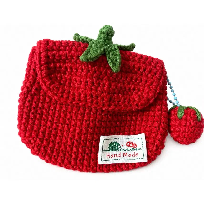 [BUNJANG] Handmade Crochet Tomato Orange Card Holder Pouch / 핸드메이드 코바늘 손뜨개 토마토 오렌지 카드지갑 수납 파우치