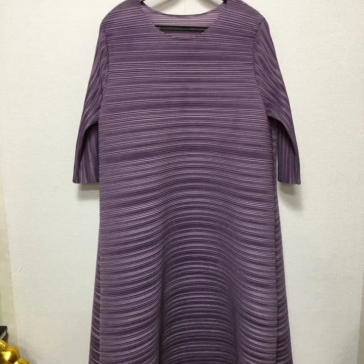 [BUNJANG] Pleated Long Sleeve Dress / 플리츠 주름 롱원피스 반팔