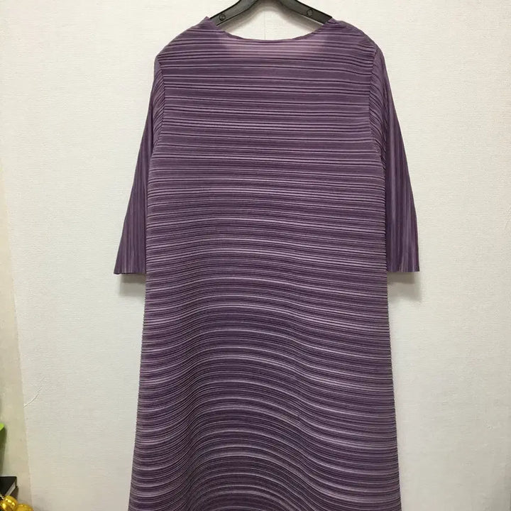 [BUNJANG] Pleated Long Sleeve Dress / 플리츠 주름 롱원피스 반팔