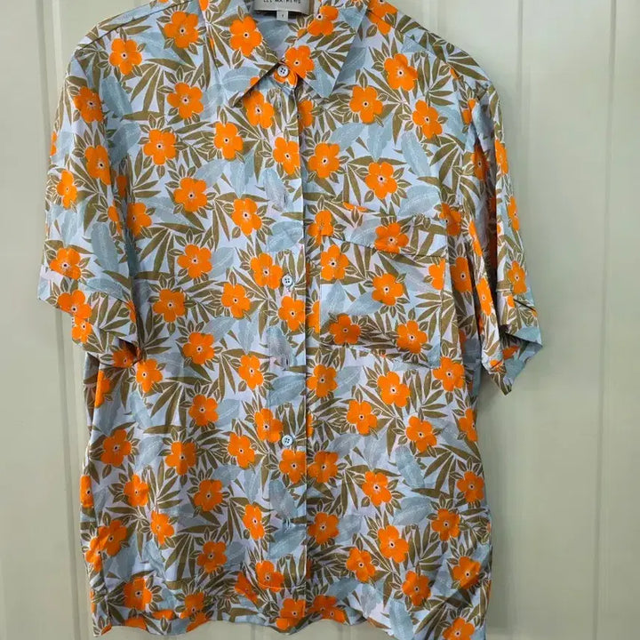 [BUNJANG] Remateus Flower Print Short Sleeve Silk Shirt / 리매튜스 플라워 프린트 반팔 실크 셔츠