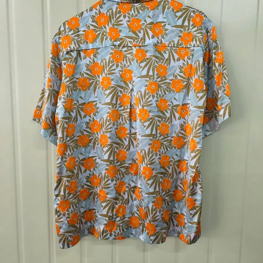 [BUNJANG] Remateus Flower Print Short Sleeve Silk Shirt / 리매튜스 플라워 프린트 반팔 실크 셔츠