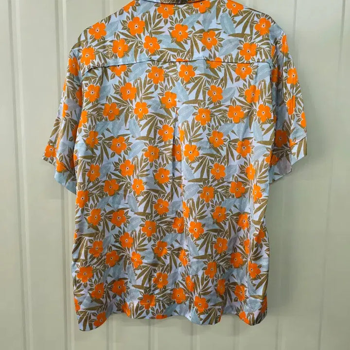 [BUNJANG] Remateus Flower Print Short Sleeve Silk Shirt / 리매튜스 플라워 프린트 반팔 실크 셔츠