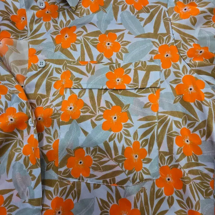 [BUNJANG] Remateus Flower Print Short Sleeve Silk Shirt / 리매튜스 플라워 프린트 반팔 실크 셔츠