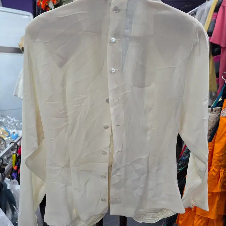 [BUNJANG] VinPalace Ivory Pleated Knot Blouse / 아이보리 플리츠 매듭 블라우스(m)