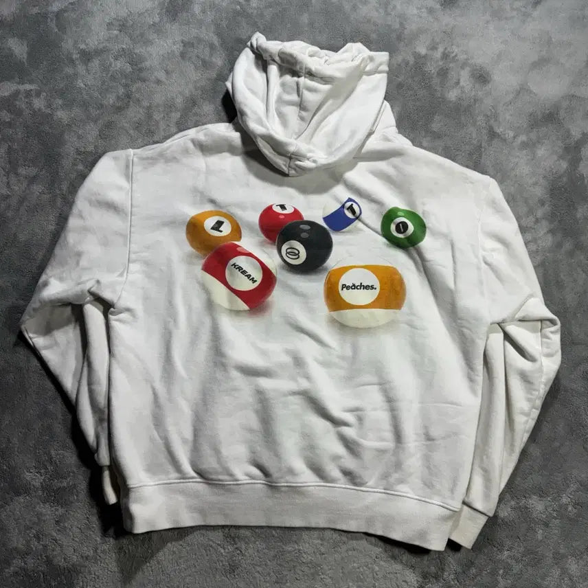 [BUNJANG] KREAM x PEACHES Collaboration Pocket Ball Hoodie / 크림 X 피치스 콜라보 포켓볼 후드티