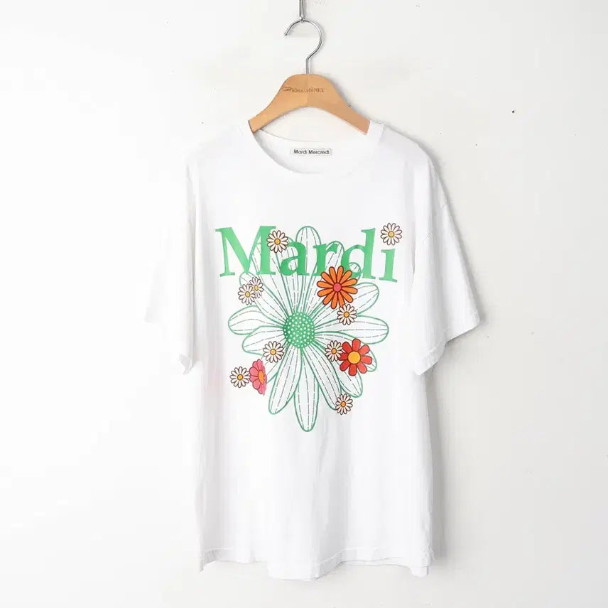 [BUNJANG] Mardi Mercredi Printing Short Sleeve T-Shirt White / F/마르디메크르디 프린팅 반팔티